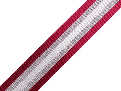Hladký oboustranný popruh s lurexem šíře 40 mm METRÁŽ{% if variant.name %} – 2 vínová stříbrná{% endif %}