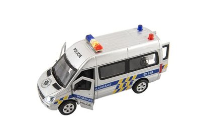 Auto policie kov/plast 15cm na baterie se světlem se zvukem na zpětné natažení – fotka 4