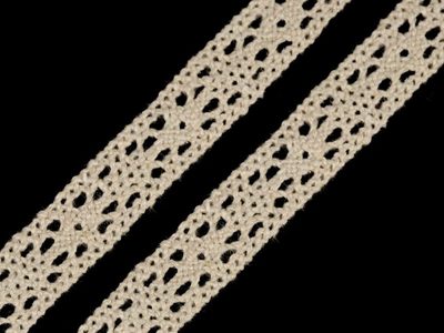 Bavlněná krajka šíře 11 mm paličkovaná 22,5 metrů{% if variant.name %} – 2 režná světlá{% endif %}