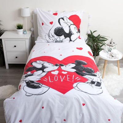 Povlečení Mickey a Minnie Love 05 Bavlna, 140/200, 70/90 cm – fotka 1