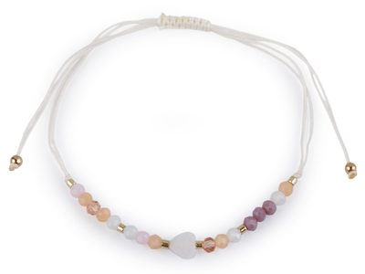 Náramek shamballa srdce a broušené korálky s AB efektem{% if variant.name %} – 5 bílá pudrová{% endif %}