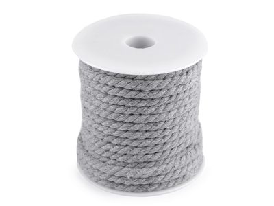 Bavlněná šňůra kroucená Ø5 mm návin 15 metrů{% if variant.name %} – 4 šedá sv.{% endif %}