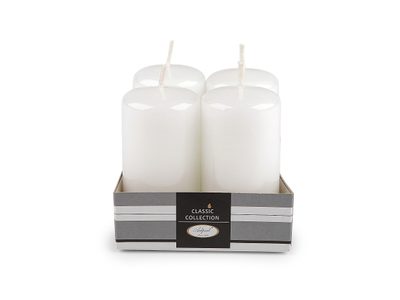 Adventní svíčky válec Ø4 cm - 2 bílá lesk