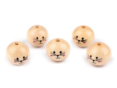 Dřevěné korálky s obličejem zvířátka Ø20 mm 10 kusů{% if product.brand.name %} – Galanterka{% endif %}