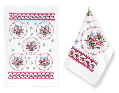 Kuchyňská utěrka 1 ks Růžová,Modrá 209 - 1ks 40x60 cm – fotka 1