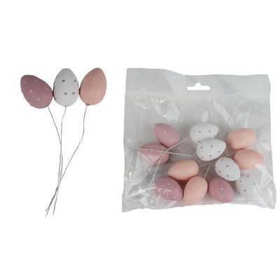 Dekorační vajíčka - zápich, 12 ks X4751-05 - dia 2,2 x 3,5/13 cm{% if product.brand.name %} – Morex{% endif %}
