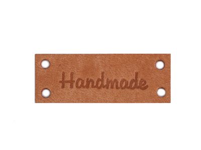 Kožená cedulka / štítek Handmade 16x44 mm{% if variant.name %} – 2 přírodní stř.{% endif %}