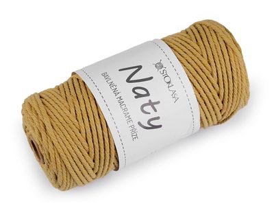 Bavlněná pletací příze macrame Naty Ø3 mm rozčesávací - 4 béžová