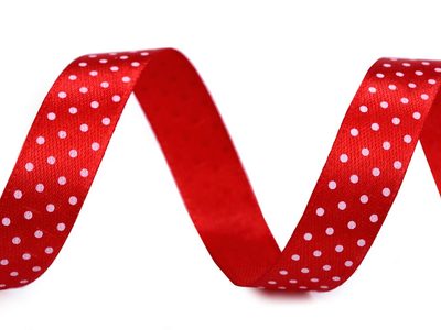 Saténová stuha návin 22,5 metrů s puntíky šíře 15 mm{% if variant.name %} – 3 červená{% endif %}