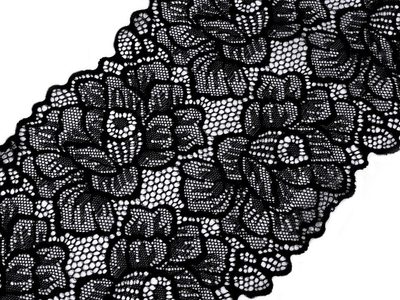 Elastická krajka / vsadka / běhoun šíře 15,5 cm METRÁŽ{% if variant.name %} – 2 (15,5 cm) černá{% endif %}