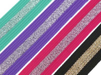 Popruh polypropylénový šíře 25 mm s lurexem METRÁŽ{% if product.brand.name %} – Stoklasa{% endif %}