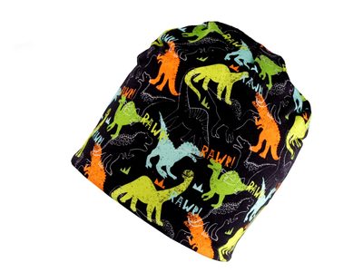 Dětská bavlněná čepice zateplená polar fleecem{% if variant.name %} – 7 černá dinosaurus{% endif %}