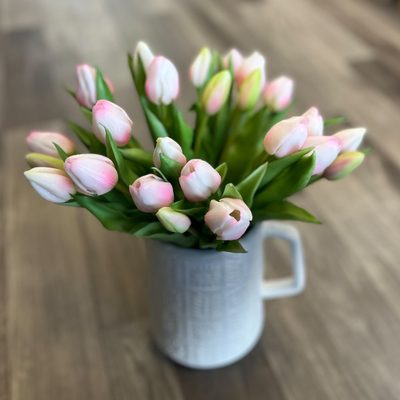 Svazek tulipánů (5 ks) - bílorůžová – fotka 1