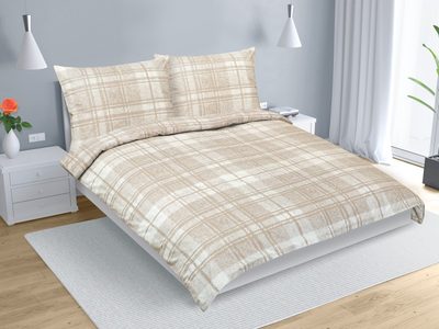 Bavlněné povlečení na dvoudeku Béžová,Bílá 90/311{% if variant.name %} – 200x220 cm, 2ks 70x90 cm (200 cm šířka x 220 cm délka prodloužená){% endif %}