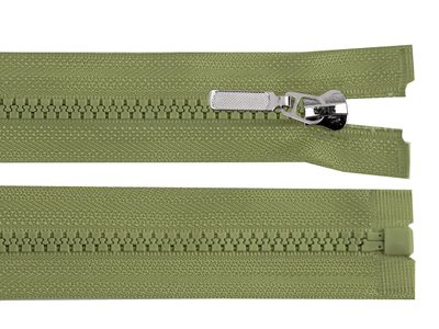 Kostěný zip No 5 délka 70 cm s ozdobným jezdcem{% if variant.name %} – 263 zelená khaki{% endif %}