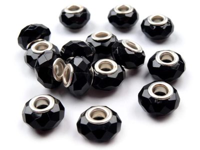 Plastové broušené korálky s velkým průvlekem / plavkové 14,5x9 mm 5 kusů{% if variant.name %} – 9 černá{% endif %}