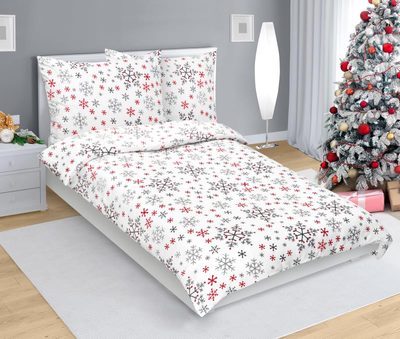 Povlečení MIKROFLANEL Bílá,Šedá,Červená 95/173 140x200, 70x90 cm – fotka 3