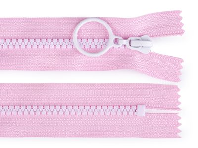 Kostěný zip barevný No 5 délka 15 cm s ozdobným jezdcem{% if variant.name %} – 4 (133) růžová sv. bílá{% endif %}