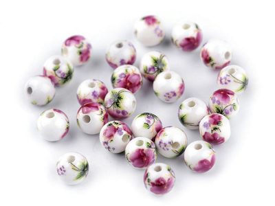 Porcelánové korálky s květy Ø8 mm 5 kusů{% if product.brand.name %} – Galanterka{% endif %}