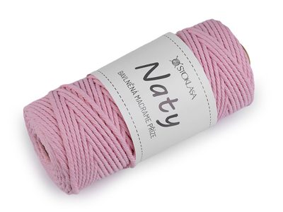 Bavlněná pletací příze macrame Naty Ø3 mm rozčesávací{% if variant.name %} – 6 růžová sv.{% endif %}