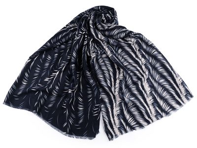 Šátek / šála / pléd listy 85x180 cm{% if variant.name %} – 3 modrá tmavá{% endif %}