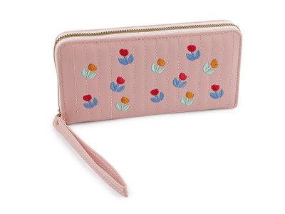 Dámská peněženka vyšívaná 10x19 cm{% if variant.name %} – 6 pudrová{% endif %}