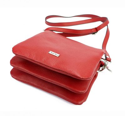 MiaMore Kožená crossbody dámská kabelka se třemi oddíly červená – fotka 4