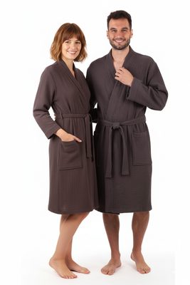 Mušelínový župan Dacca antracit 12 24 9551 unisex{% if variant.name %} – L{% endif %}