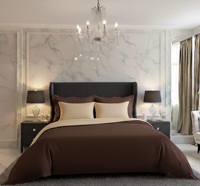 Saténové povlečení LUXURY COLLECTION tmavě hnědé/béžové – fotka 2