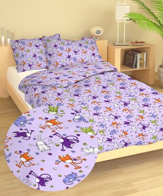 Povlečení bavlna do postýlky Kočky fialové 90x130, 45x60 cm{% if product.brand.name %} – Dadka{% endif %}