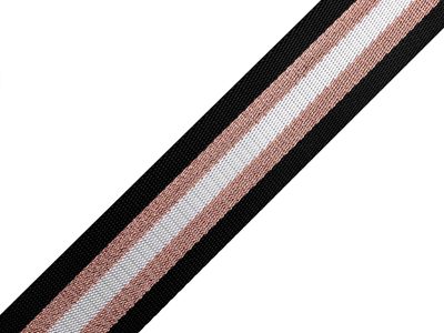 Hladký oboustranný popruh s lurexem šíře 40 mm METRÁŽ{% if variant.name %} – 5 černá měděná{% endif %}