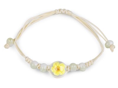 Náramek shamballa s korálky a květem{% if variant.name %} – 4 žlutá světlá{% endif %}