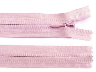 Zip skrytý nedělitelný 3 mm délka 35 cm - 133 růžová světlá