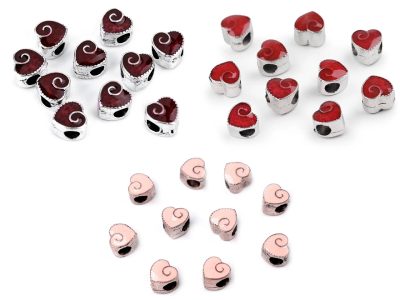 Kovové korálky s velkým průvlekem srdce 10x10 mm 2 kusy{% if product.brand.name %} – Galanterka{% endif %}