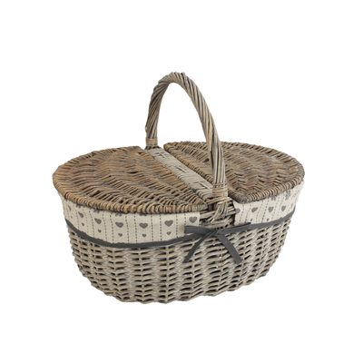 Šedý proutěný piknikový koš s látkou (42 cm) P0867{% if product.brand.name %} – Morex{% endif %}