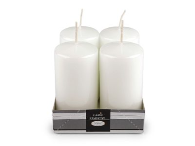 Adventní svíčky válec Ø5 cm - 2 bílá lesk