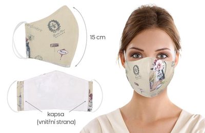 Dámská rouška bavlněná s vnitřní kapsou 15cm garden{% if product.brand.name %} – Bellatex{% endif %}