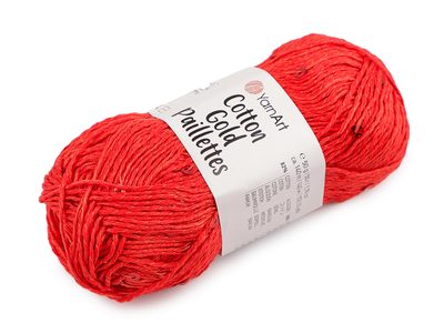 Pletací příze Cotton Gold Paillettes s flitry 50 g{% if variant.name %} – 8 (7115) červená{% endif %}