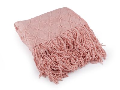 Pletený přehoz s třásněmi 130×155 cm{% if variant.name %} – 4 pudrová{% endif %}