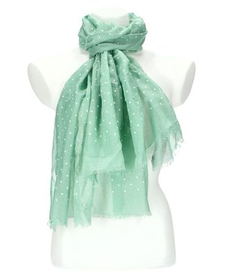 Dámský letní jednobarevný šátek s puntíky 180x69 cm zelená{% if product.brand.name %} – Cashmere{% endif %}