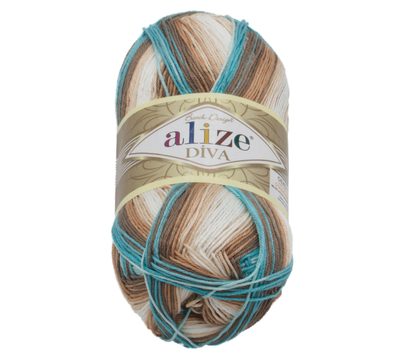 Příze DIVA BATIK Bílá,Béžová,Tyrkysová 4603 100g / 350 m{% if product.brand.name %} – Alize{% endif %}