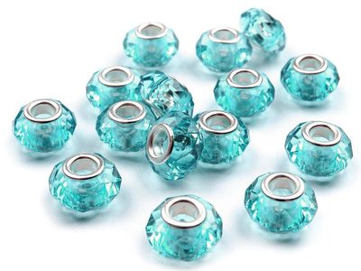 Plastové broušené korálky s velkým průvlekem / plavkové 14,5x9 mm 5 kusů{% if variant.name %} – 5 tyrkys{% endif %}