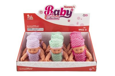 Miminko panenka pevné tělo plast 18cm 3 barvy 9ks v boxu – fotka 1