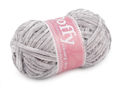 Pletací žinylková příze Doffy 100 g{% if variant.name %} – 3 (906) šedá světlá{% endif %}