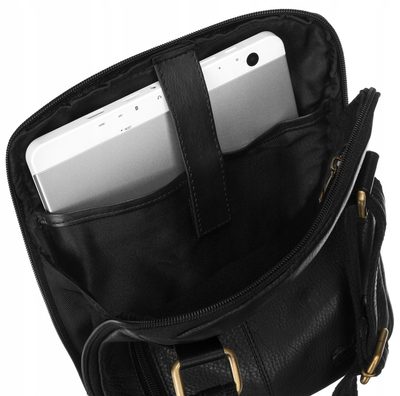 GROSSO Kožená pánská crossbody taška 22x28x6 cm černá – fotka 3