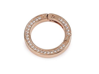 Karabina kulatá s broušenými kamínky Ø24 mm{% if variant.name %} – 2 růžové zlato{% endif %}