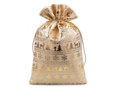 Vánoční dárkový pytlík metalický potisk 20x30 cm imitace juty{% if product.brand.name %} – Stoklasa{% endif %}
