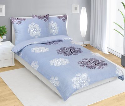 Povlečení MIKROFLANEL Modrá,Fialová,Bílá 95/962 140x200, 70x90 cm – fotka 1