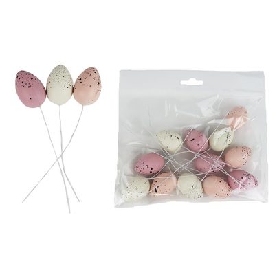 Dekorační vajíčka - zápich, 12 ks X4751-07 - dia 2,2 x 3,5 cm{% if product.brand.name %} – Morex{% endif %}