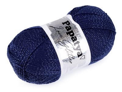 Pletací příze Papatya Love Glitter 100 g{% if variant.name %} – 3 (5280) modrá tmavá stříbrná{% endif %}